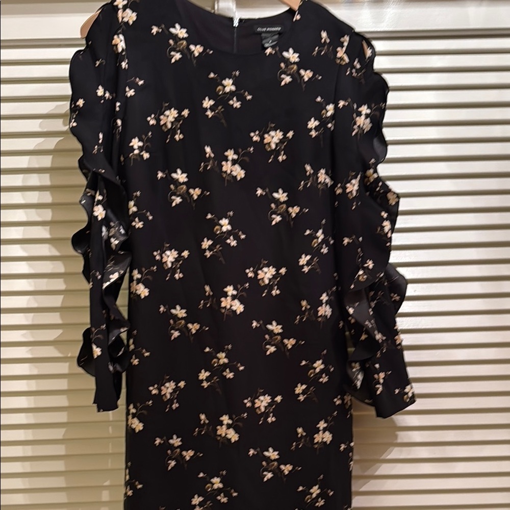 Club Monaco Black Ruched Sheath Dress Long Sleeve